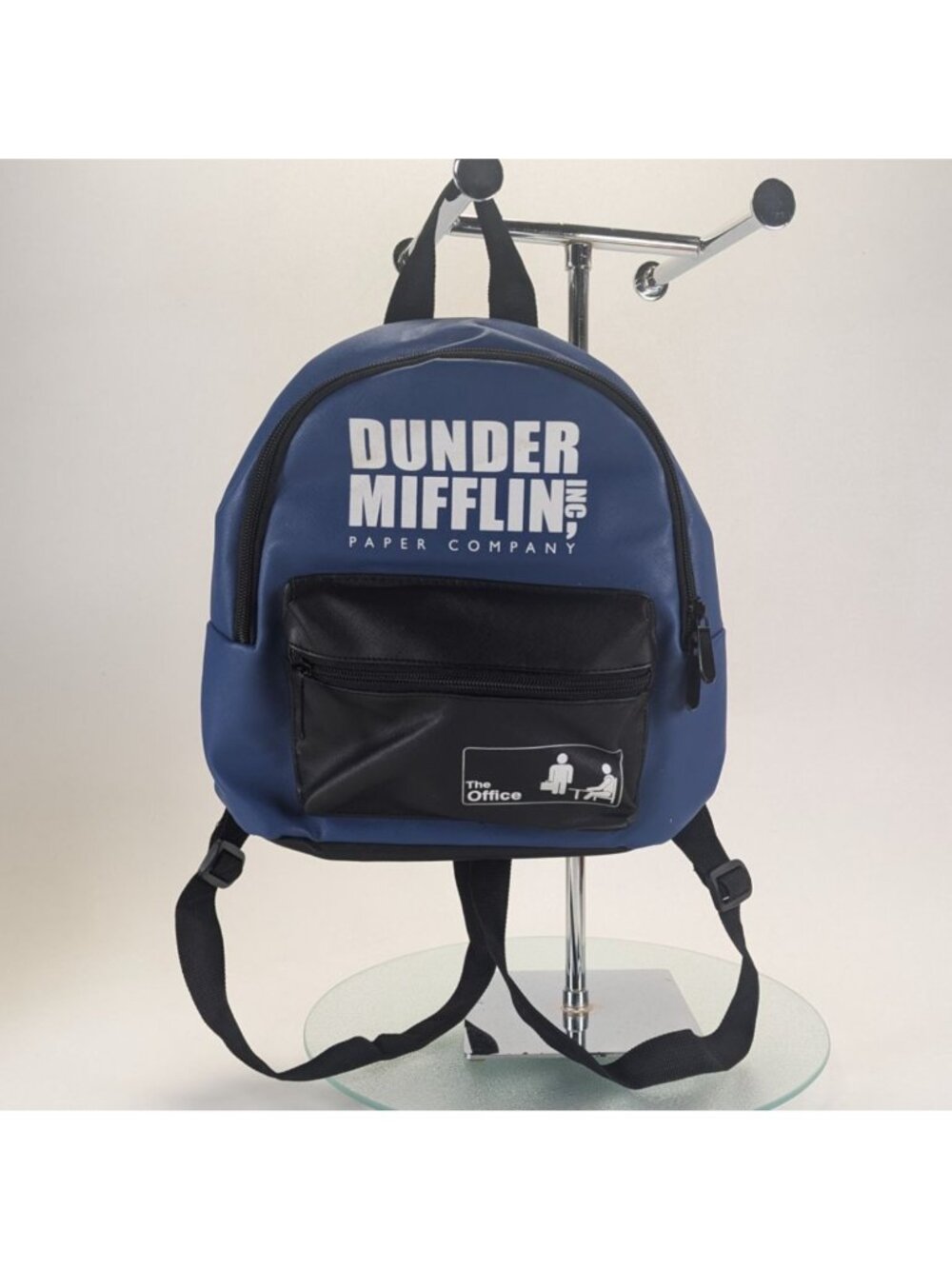 Dunder Mifflin Paper Mini Backpack Blue Faux Leather The Office TV Show - EUC - Picture 2 of 6